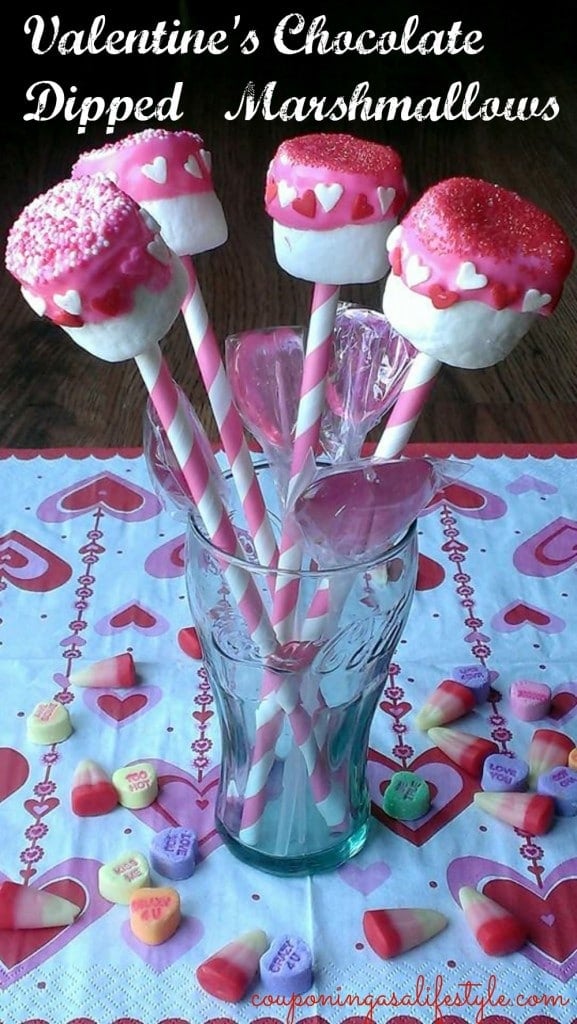 Valentines Chocolate Dipped Marshmallows