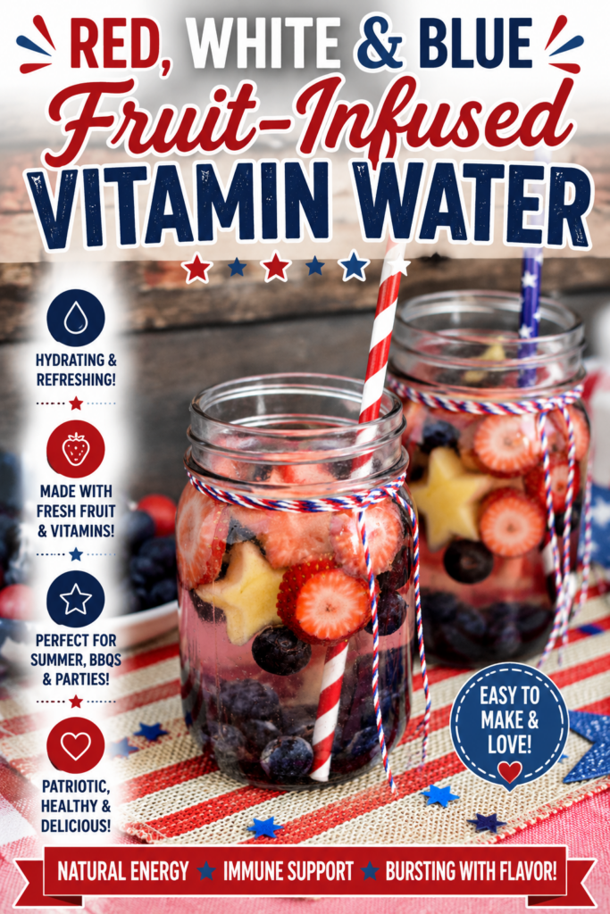 red white blue fruit infused vitamin water pin new