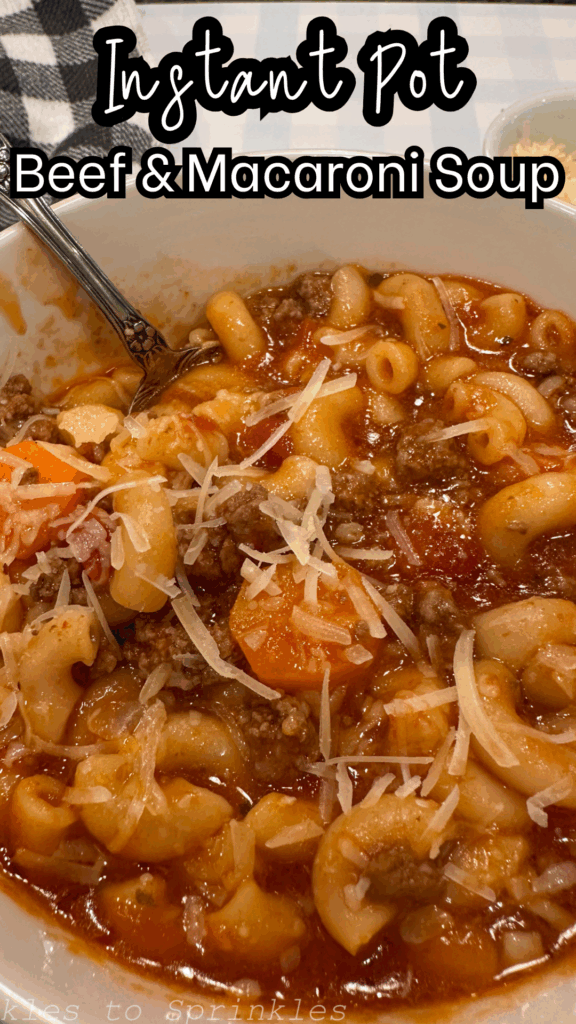instant pot beef and macaroni soup long pin
