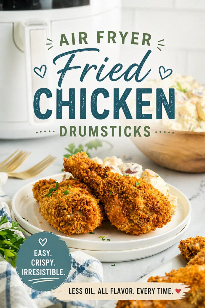 air fryer fried chicken drumsticks pin