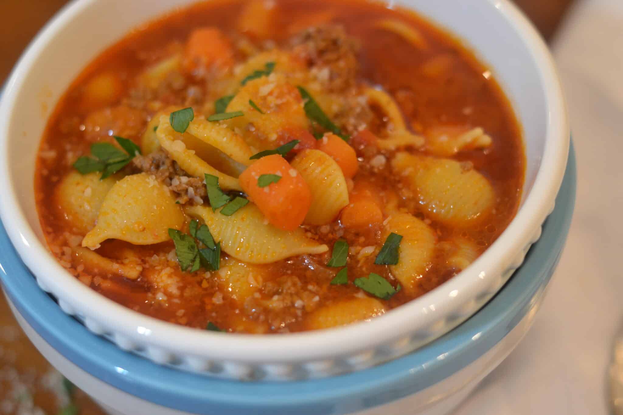 Instant Pot or Ninja Foodi Beef And Macaroni Soup Sparkles to Sprinkles