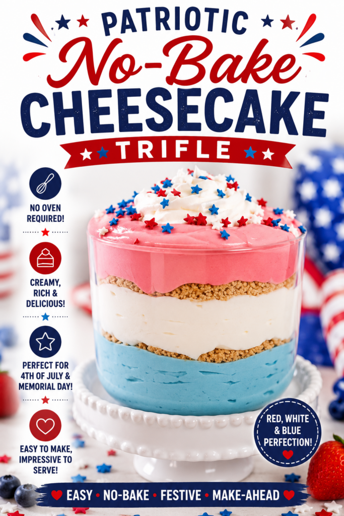 patriotic no bake cheesecake trifle pin new