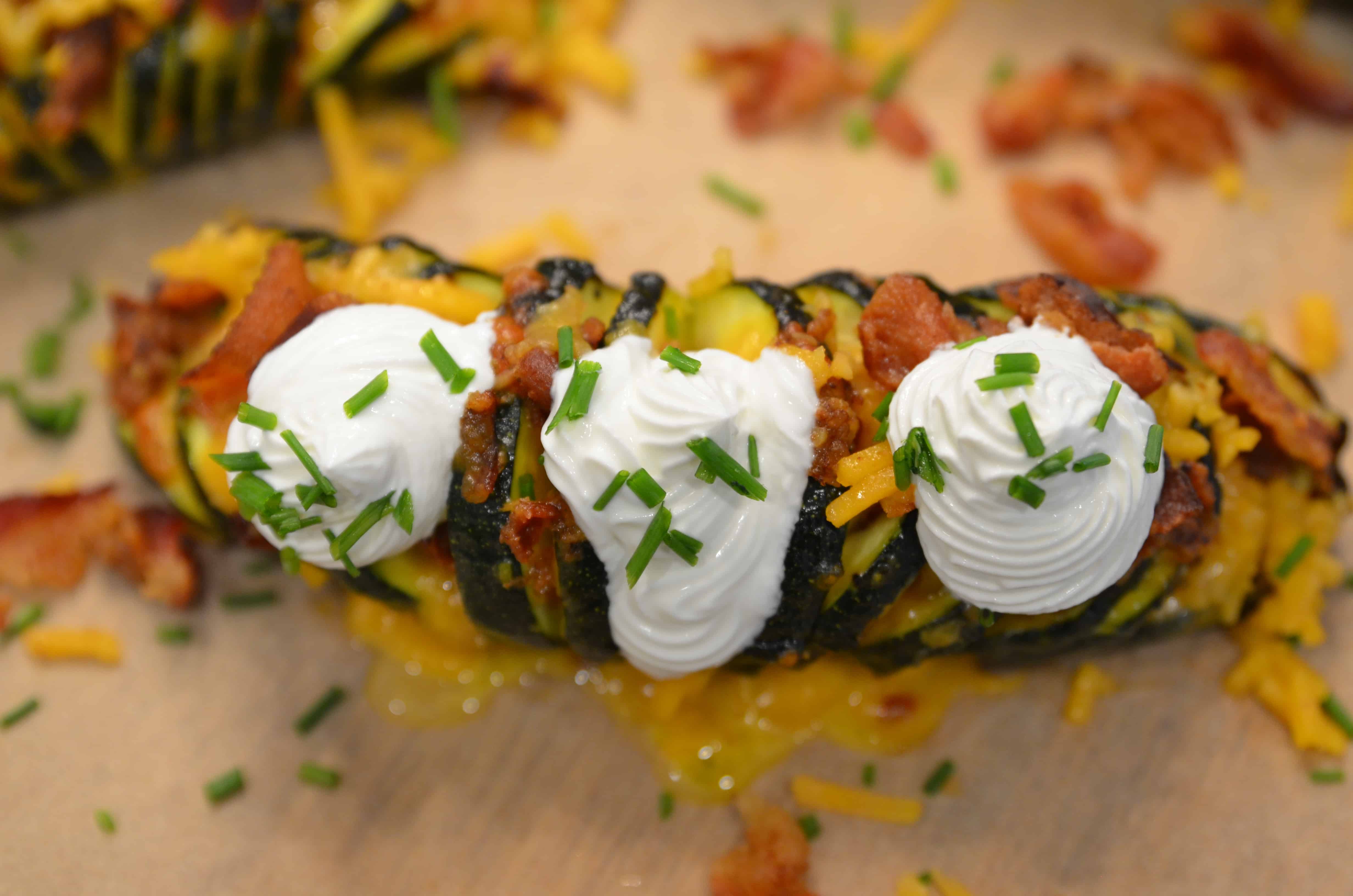 Air Fryer Keto Loaded Hasselback Zucchini Sparkles to Sprinkles