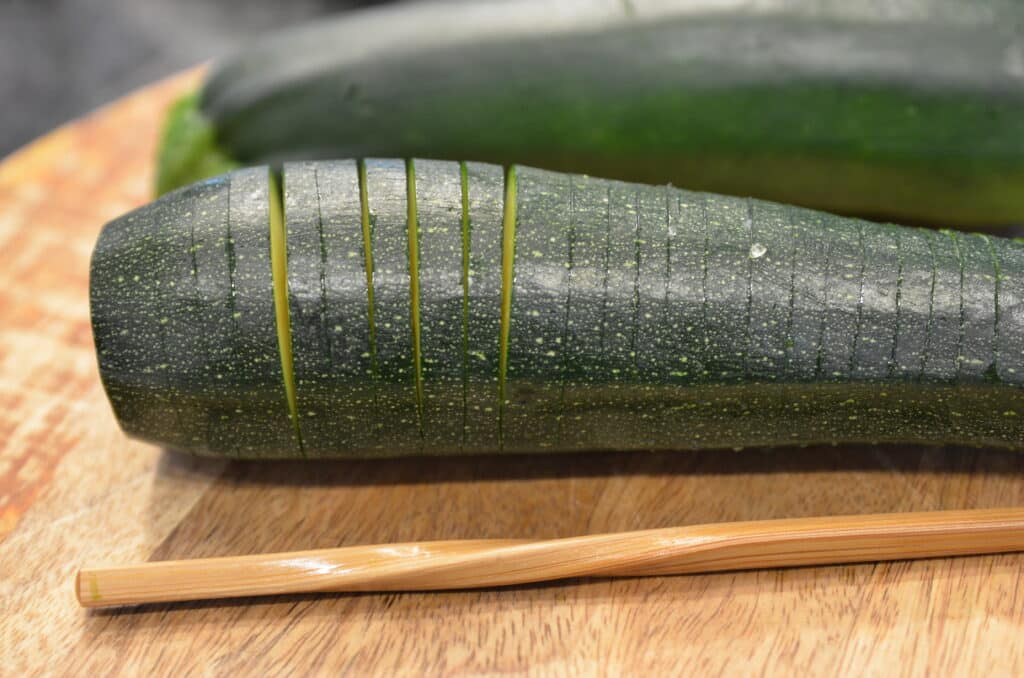 Air Fryer Keto Loaded Hasselback Zucchini