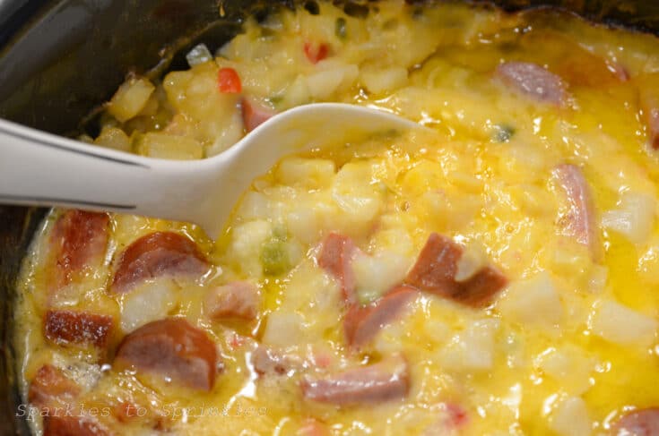 Crockpot Kielbasa Cheesy Potatoes