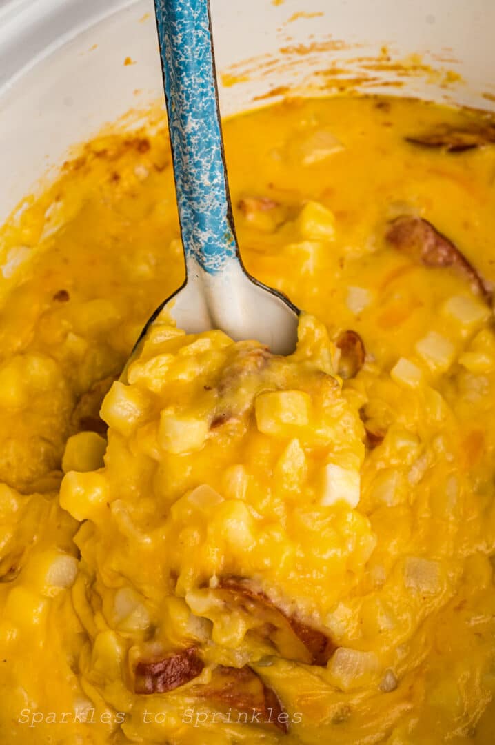 Crockpot Kielbasa Cheesy Potatoes Sparkles to Sprinkles