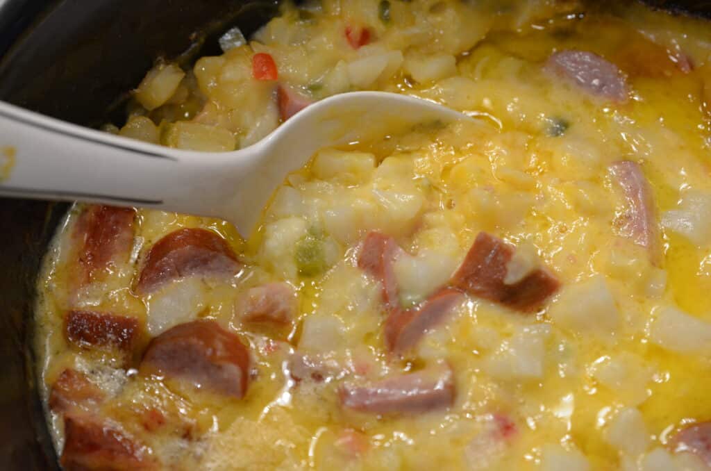 Crockpot Kielbasa Cheesy Potatoes