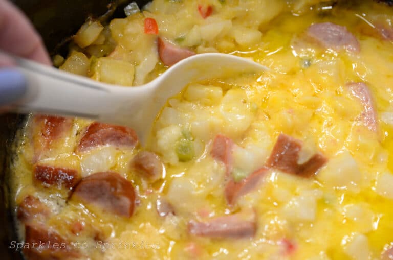 Crockpot Kielbasa Cheesy Potatoes Sparkles to Sprinkles