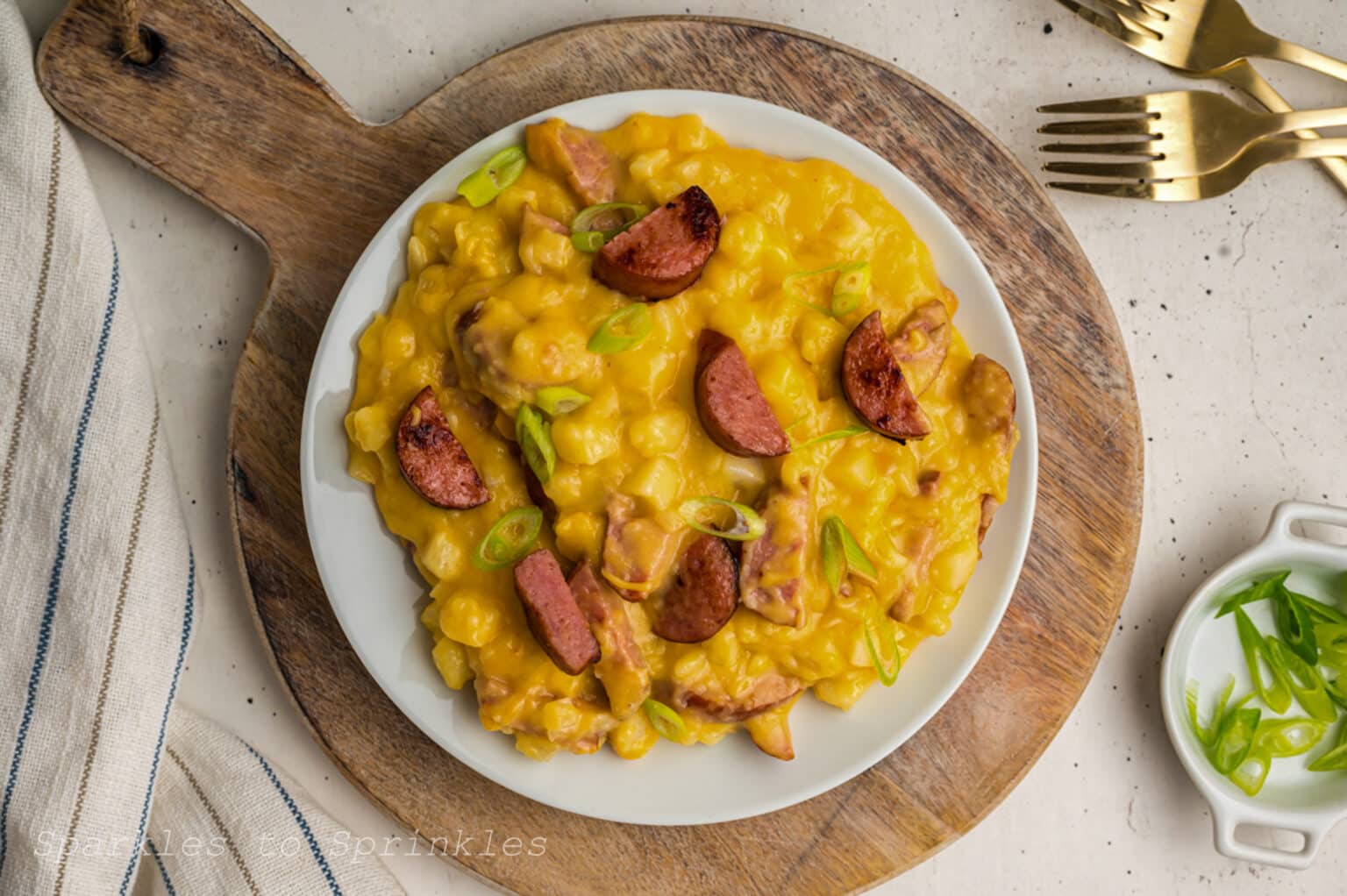 Crockpot Kielbasa Cheesy Potatoes Sparkles to Sprinkles