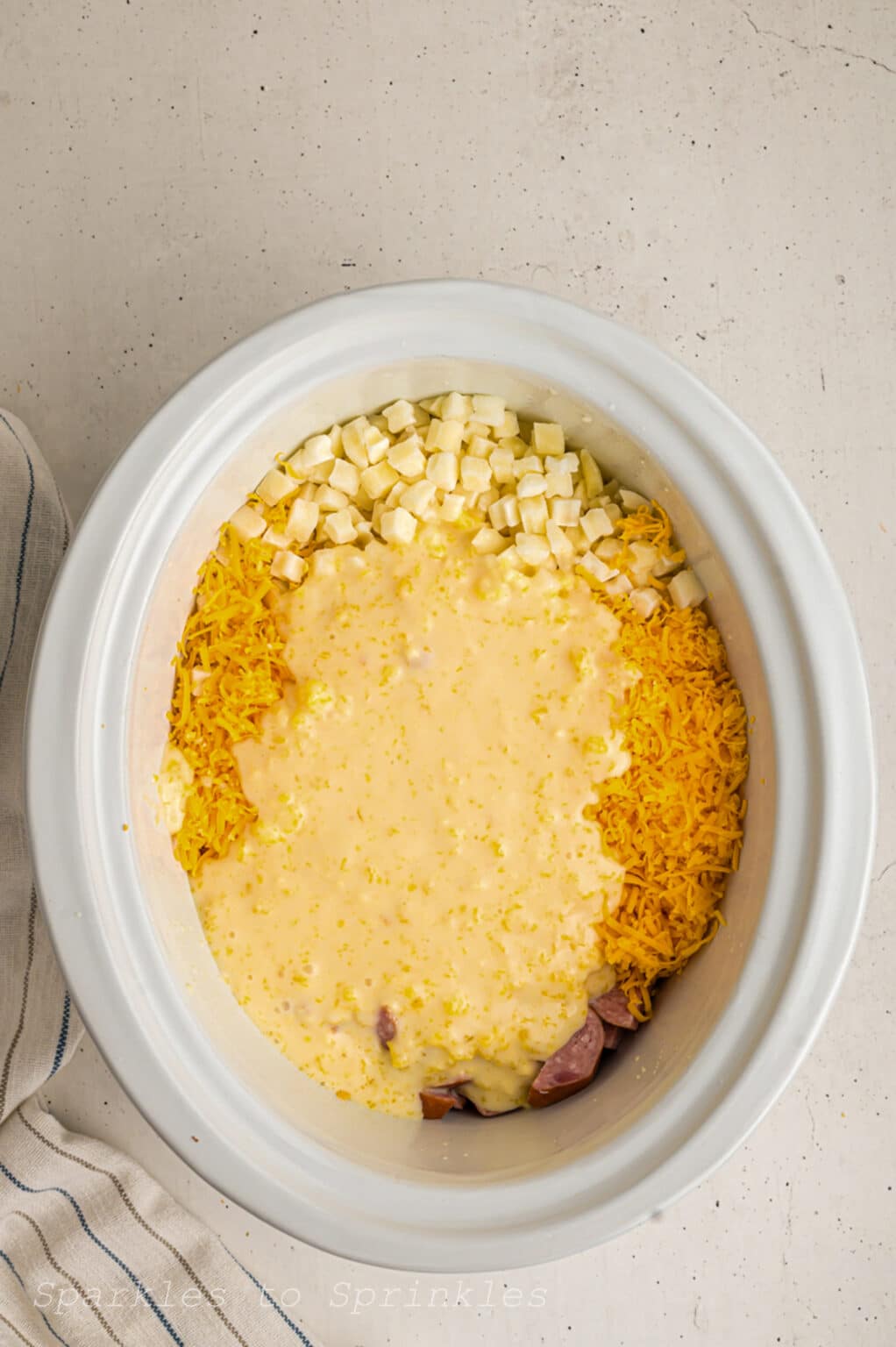 Crockpot Kielbasa Cheesy Potatoes Sparkles to Sprinkles