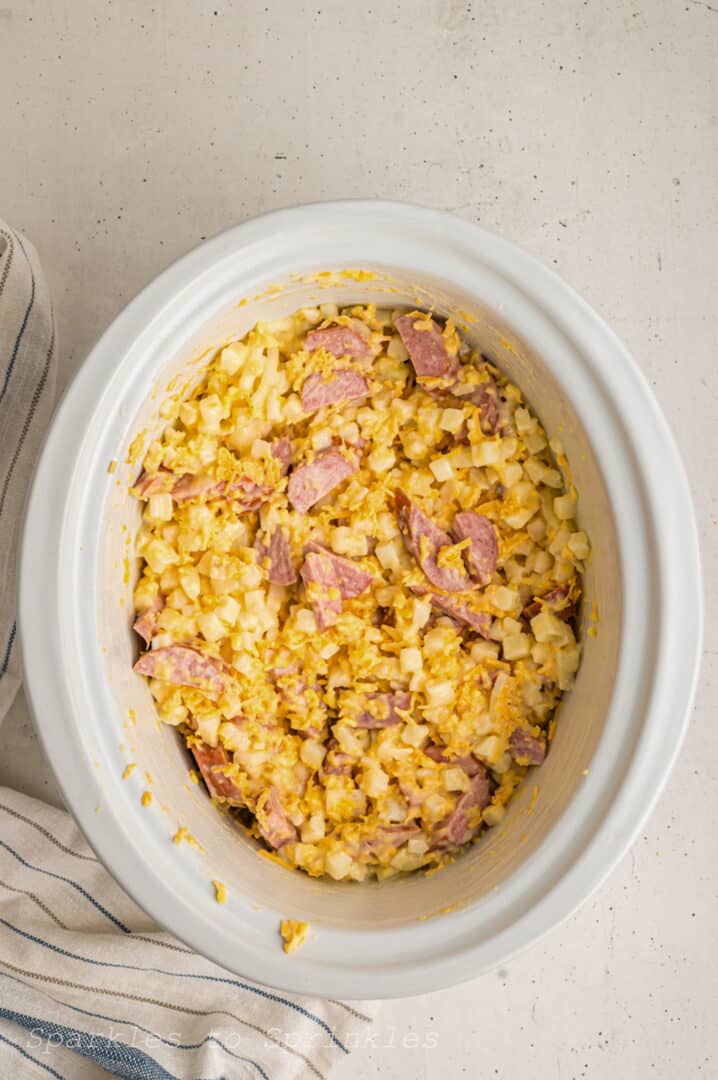 Crockpot Kielbasa Cheesy Potatoes Sparkles to Sprinkles