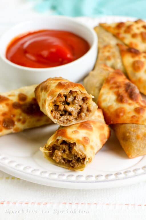 Air Fryer Cheeseburger Egg Rolls Sparkles to Sprinkles