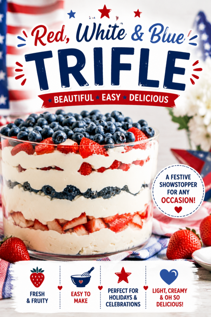 red white & blue trifle pin new