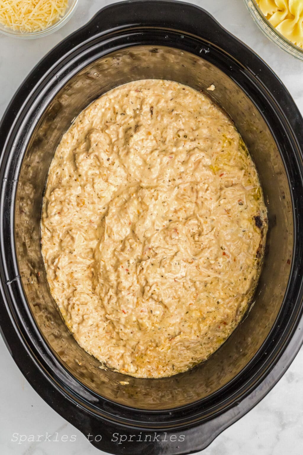 Crockpot Buffalo Wild Wings Garlic Parmesan Chicken Pasta Sparkles to