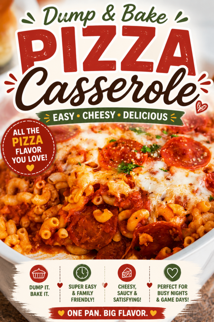 dump and bake pizza casserole pin new