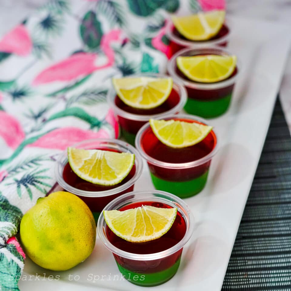 Strawberry Lime Margarita Jello Shots Sparkles to Sprinkles