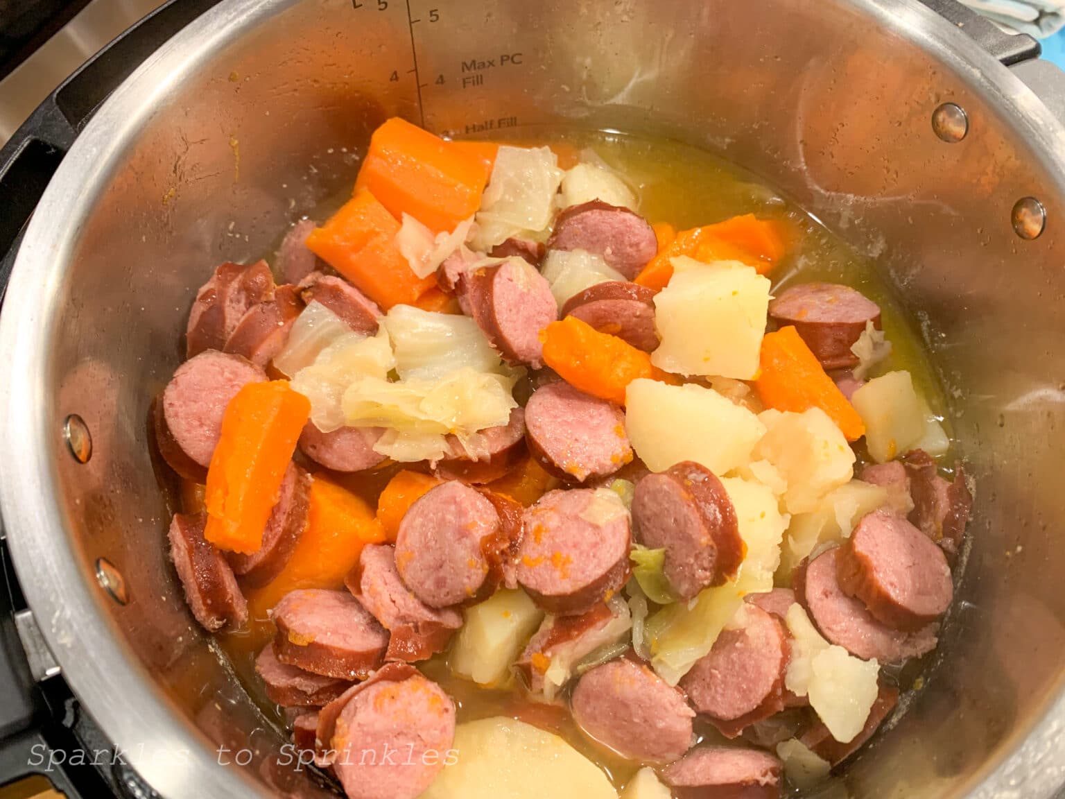 Instant Pot Sausage, Cabbage, Carrots, and Potatoes Sparkles to Sprinkles