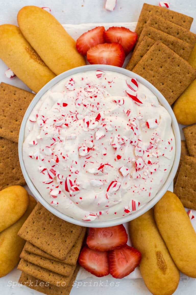 Candy Cane Cheesecake Dip Sparkles to Sprinkles