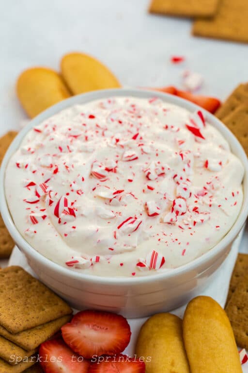 Candy Cane Cheesecake Dip Sparkles to Sprinkles