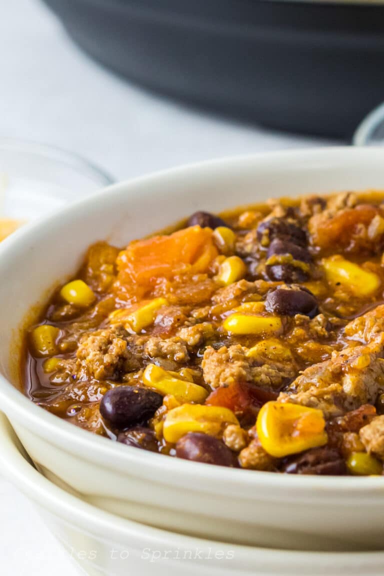 Instant Pot Turkey Chili with Sweet Potatoes Sparkles to Sprinkles