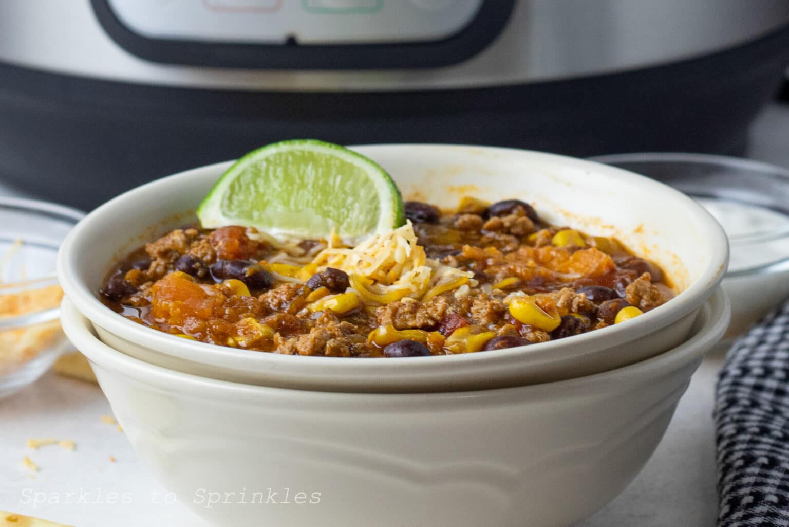 Instant Pot Turkey Chili with Sweet Potatoes Sparkles to Sprinkles