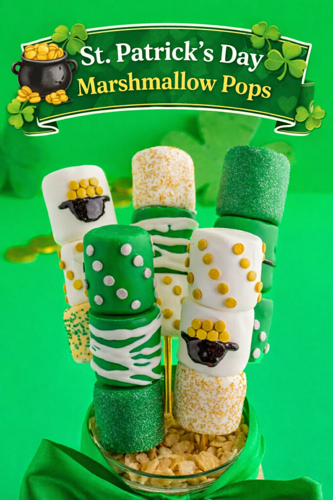 st patricks day marhsmallow pops