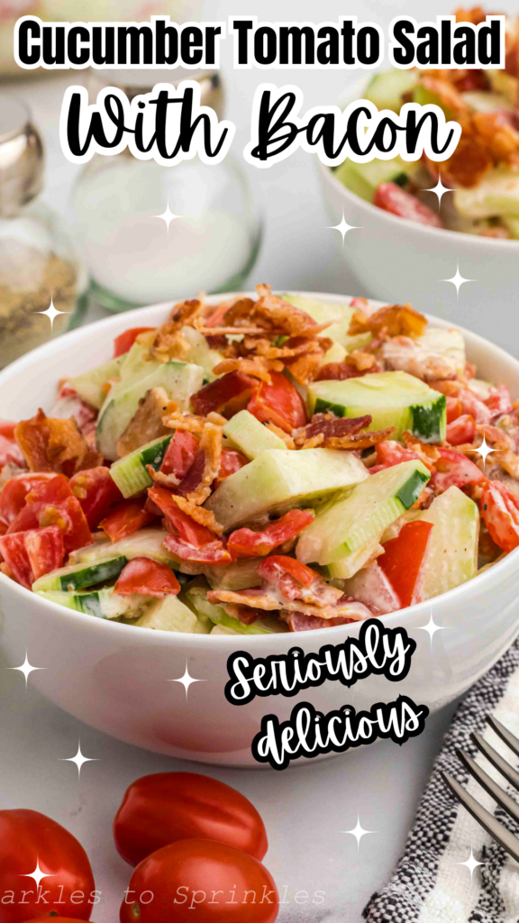 cucumber tomato salad with bacon long pin