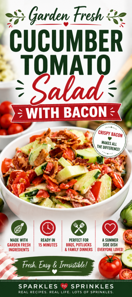 cucumber tomato salad with bacon pin