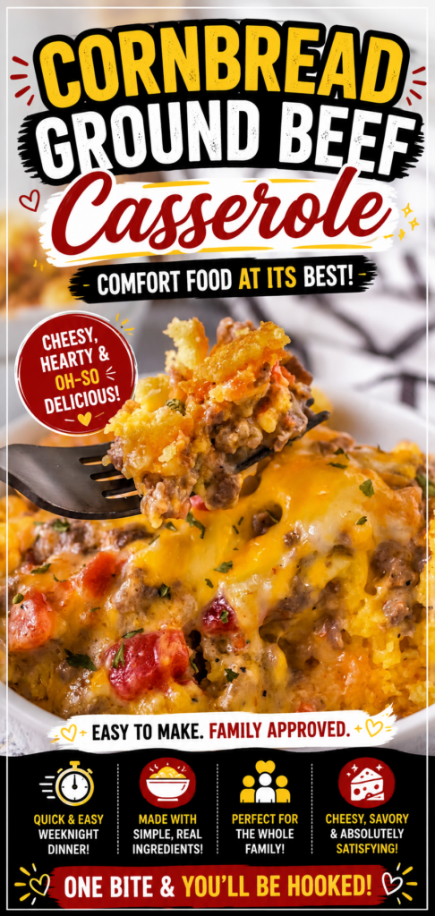 cornbread ground beef casserole pin new