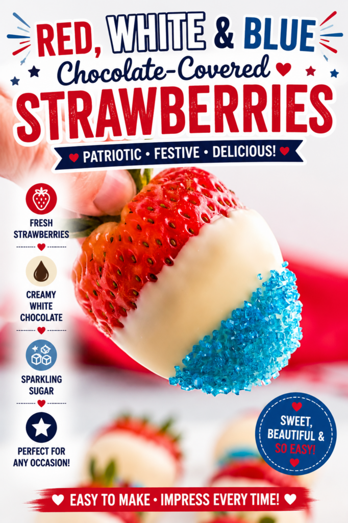 red white blue chocolate covered strawberries pin new