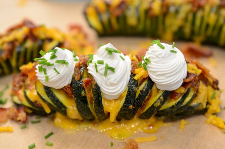 air fryer keto loaded hasselback zucchini