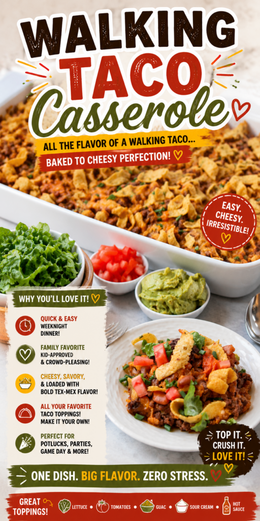 walking taco casserole pin new
