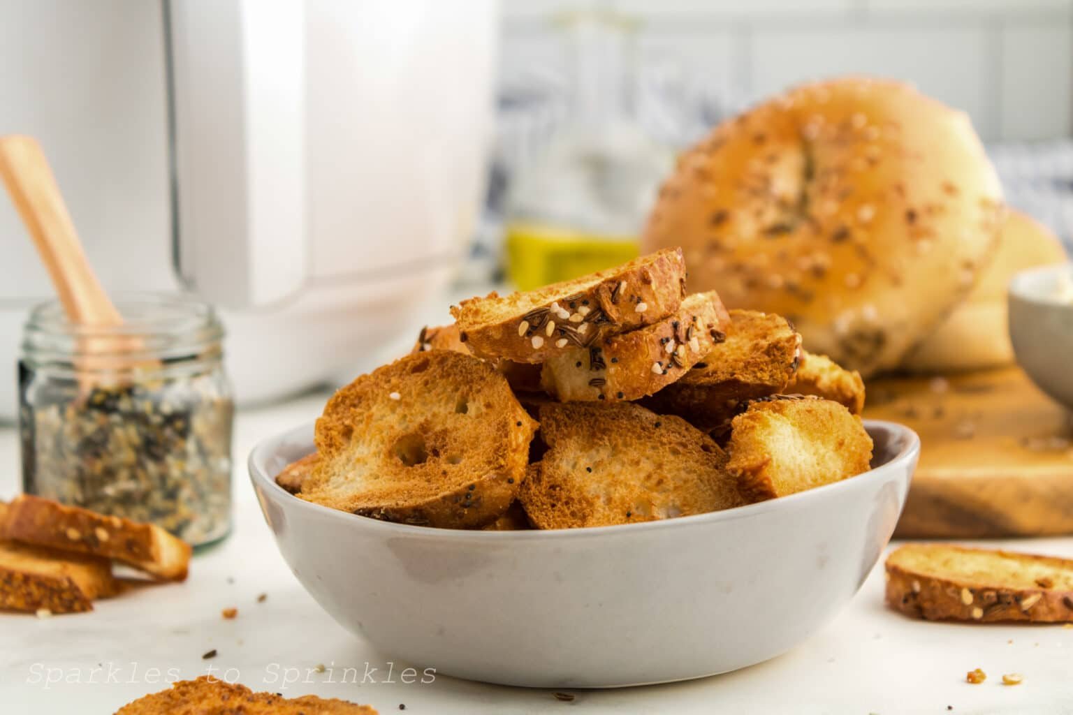 Air Fryer Bagel Chips Sparkles to Sprinkles
