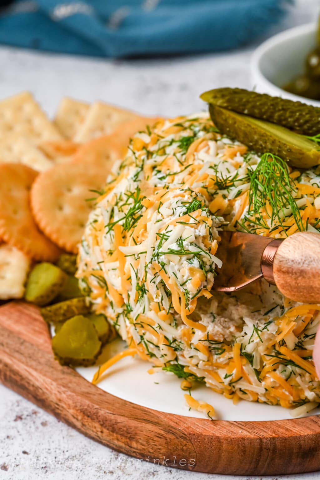 Dill Pickle Cheese Ball Sparkles to Sprinkles