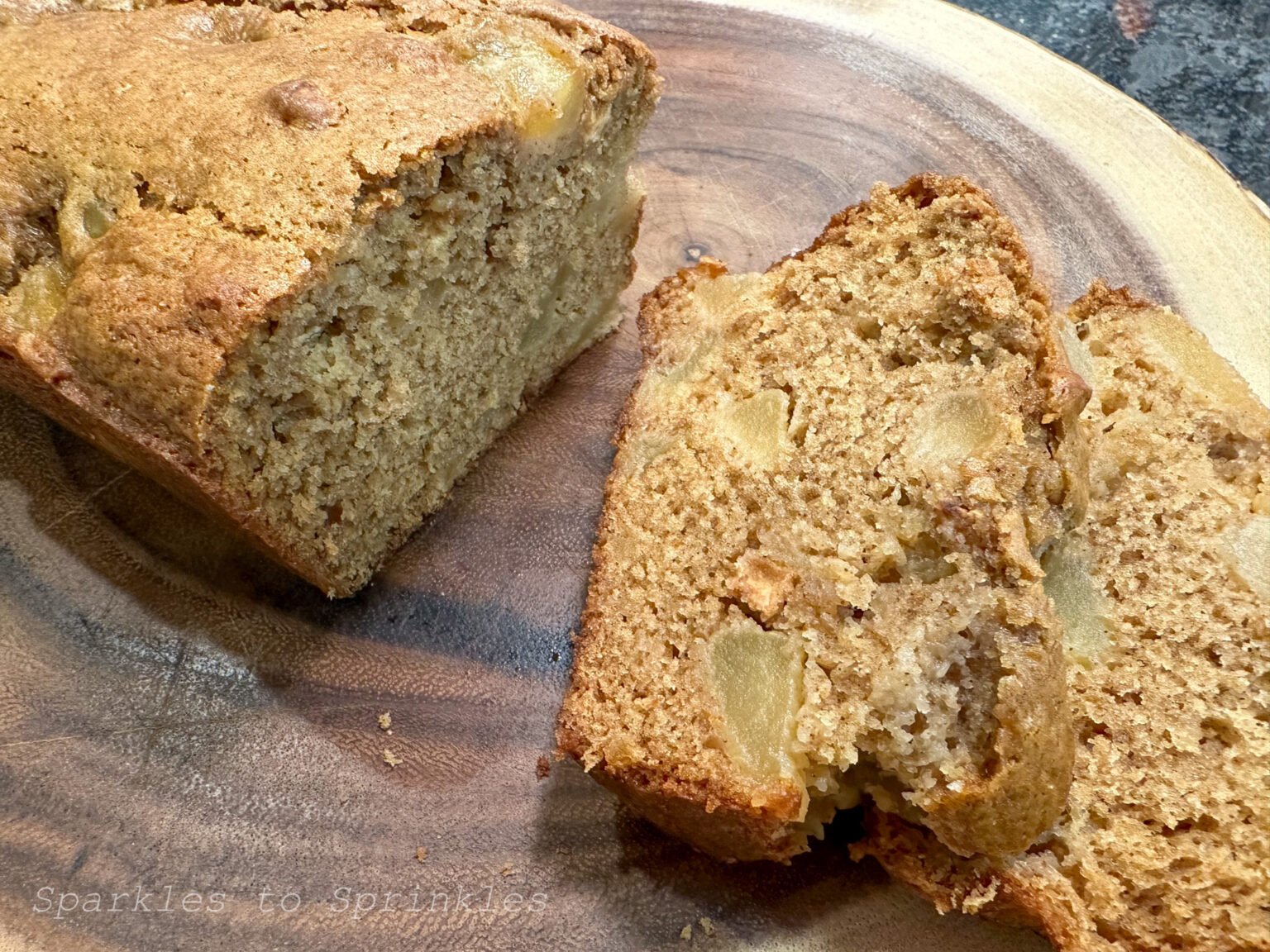 ALDI Apple Cinnamon Quick Bread with Fried Apples Sparkles to Sprinkles