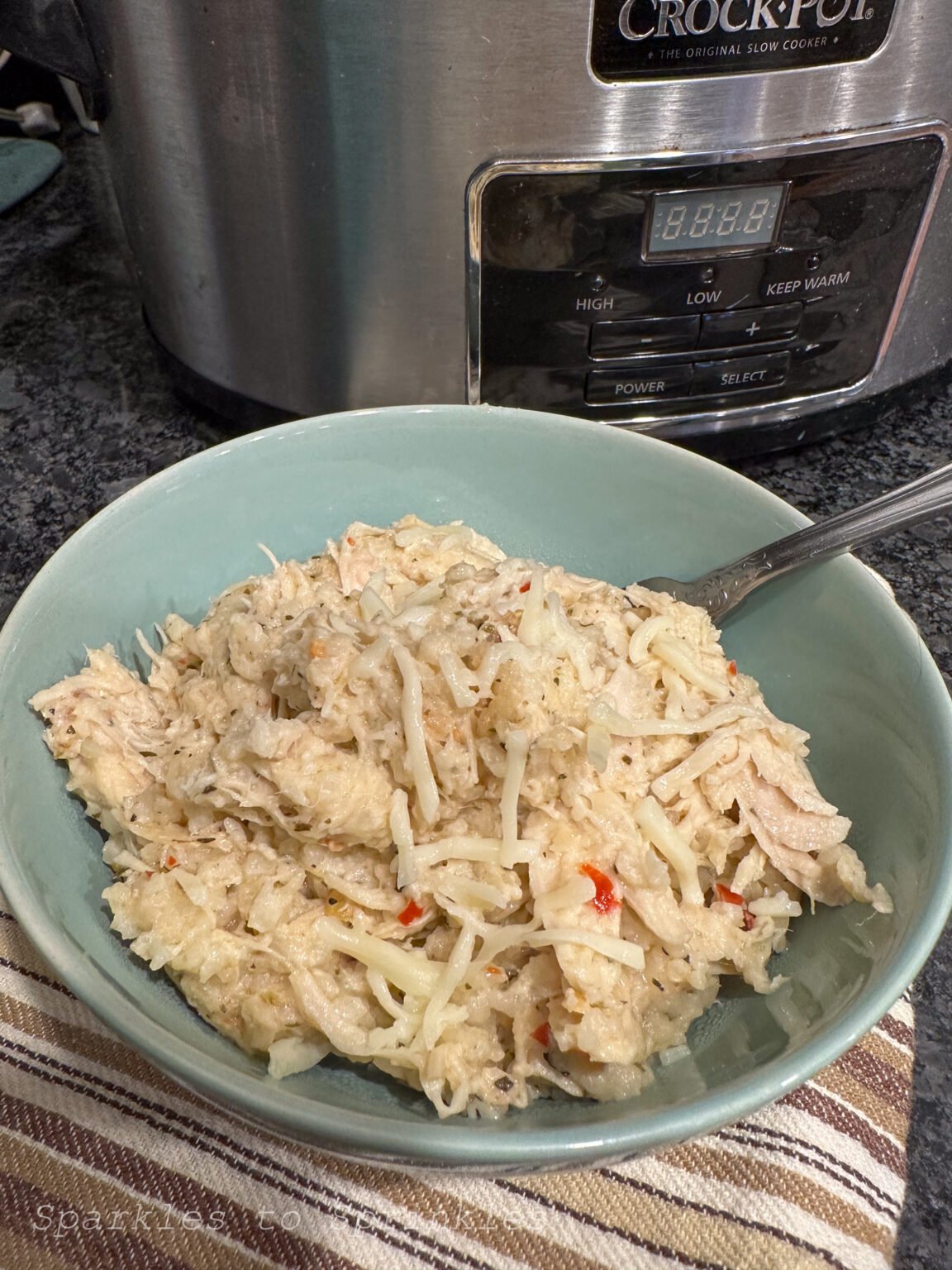 Crockpot Buffalo Wild Wings Parmesan Garlic Chicken & Rice Sparkles