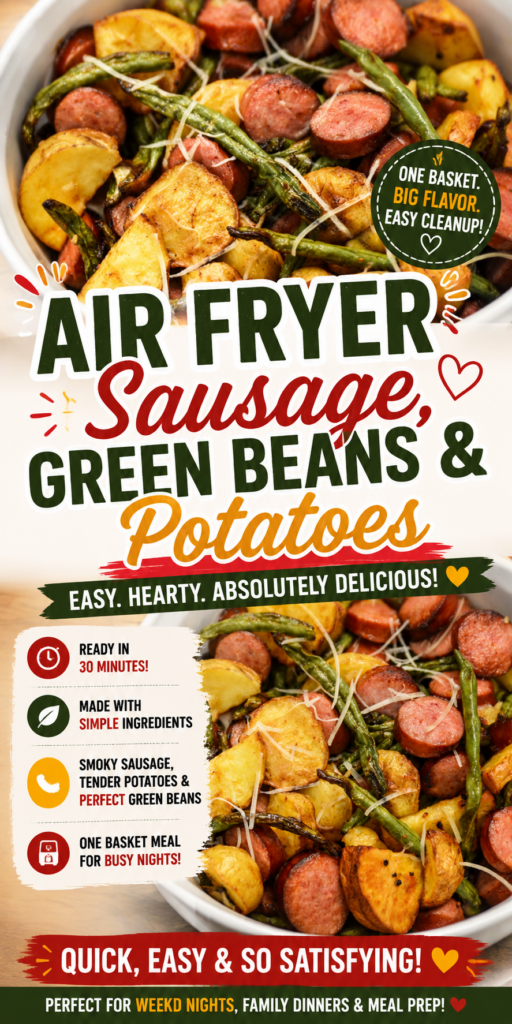 air fryer sausage green beans and potatoes pin new