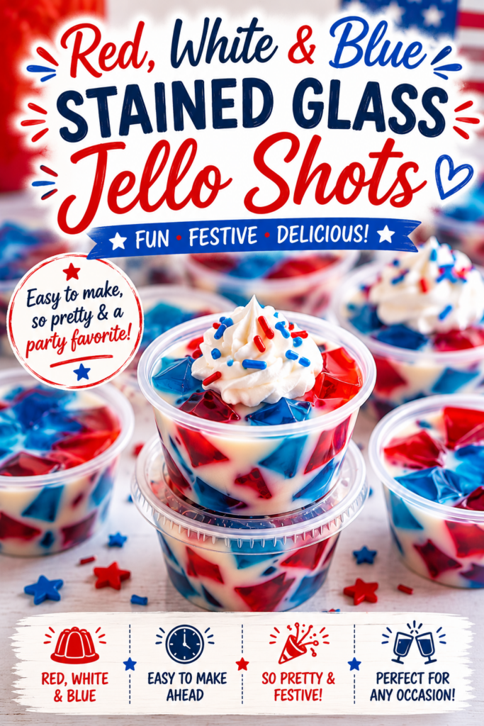 red white blue stained glass jello shots pin new