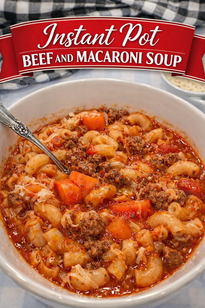 instant pot beef and macaroni soup thumbnail