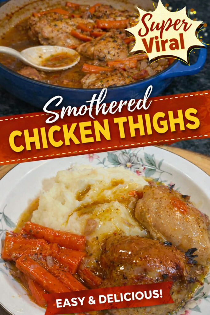 smothered chicken thighs pin