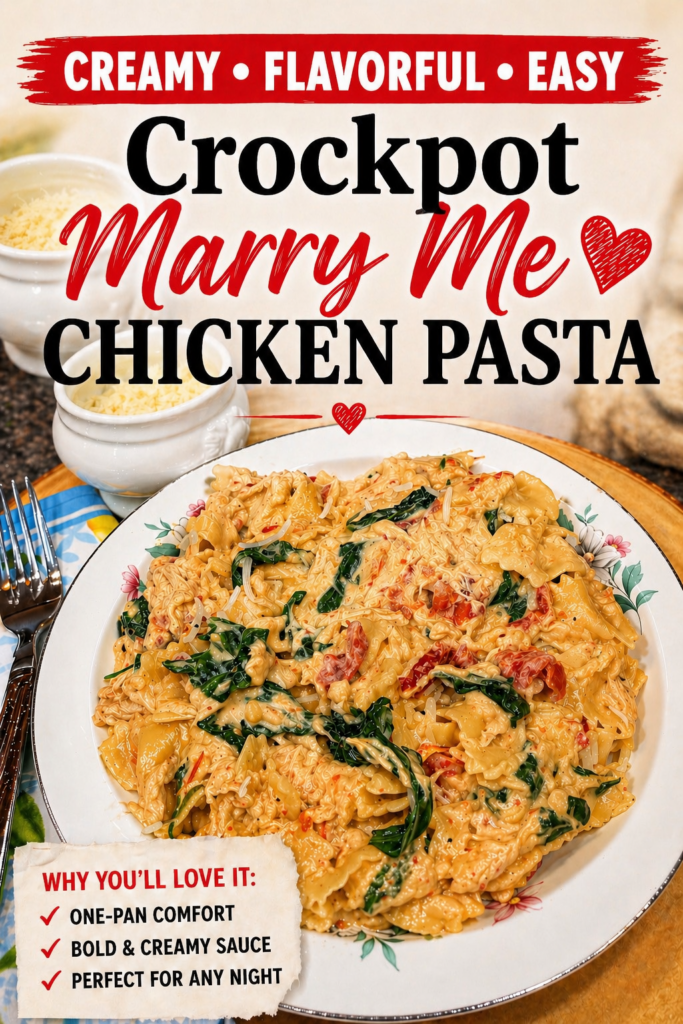 crockpot marry me chicken pasta pin