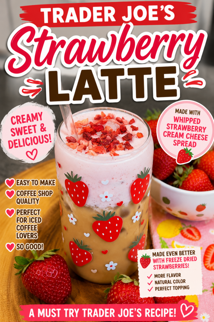 trader joes strawberry latte pin