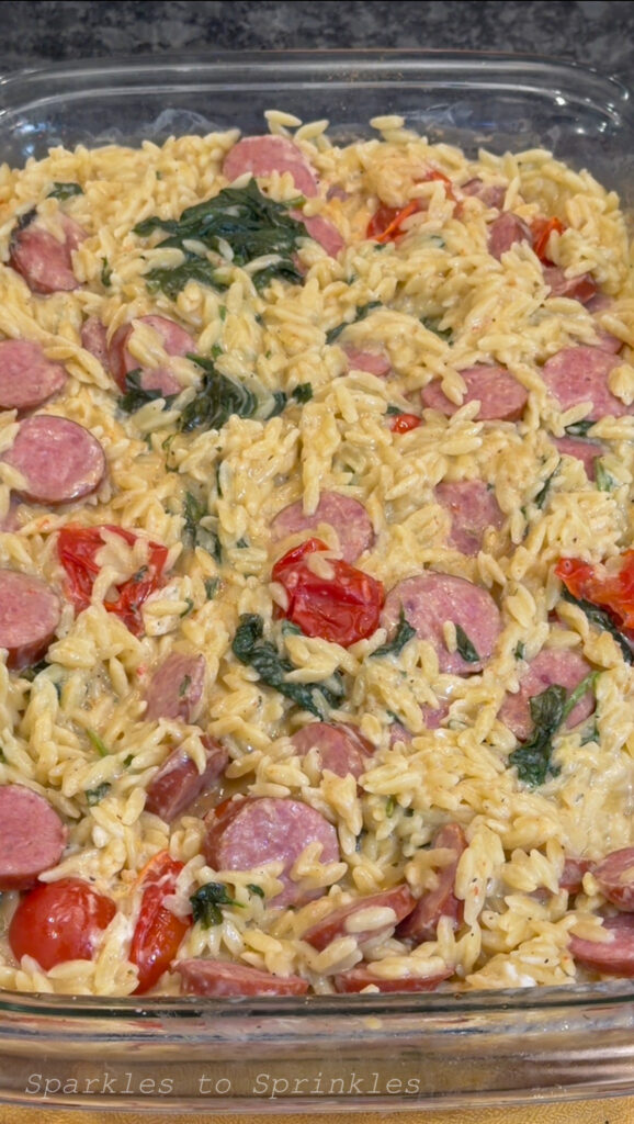 boursin orzo sausage bake