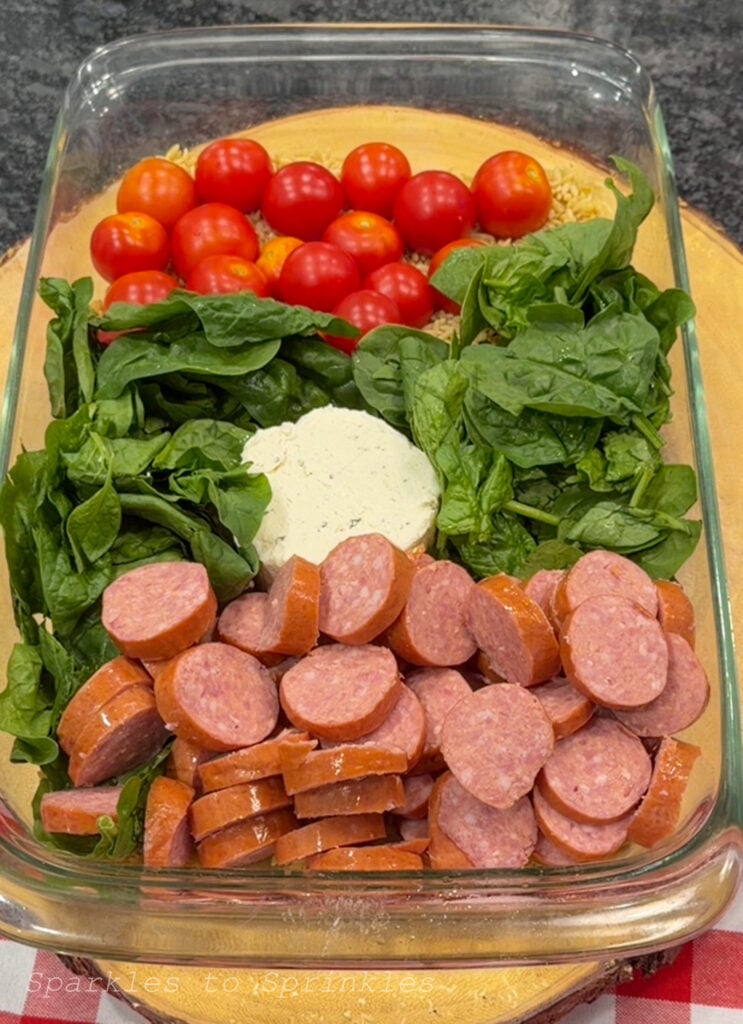 boursin orzo sausage bake
